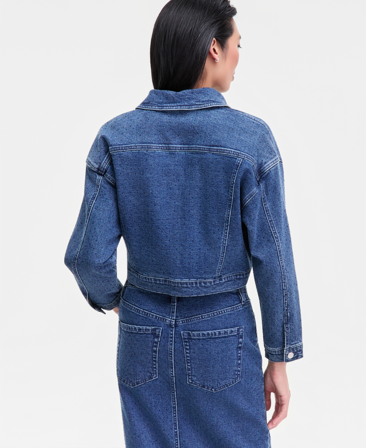 I.n.c. International Concepts Women's Studded Denim Cotton Trucker Jacket, Macy's Exclusive