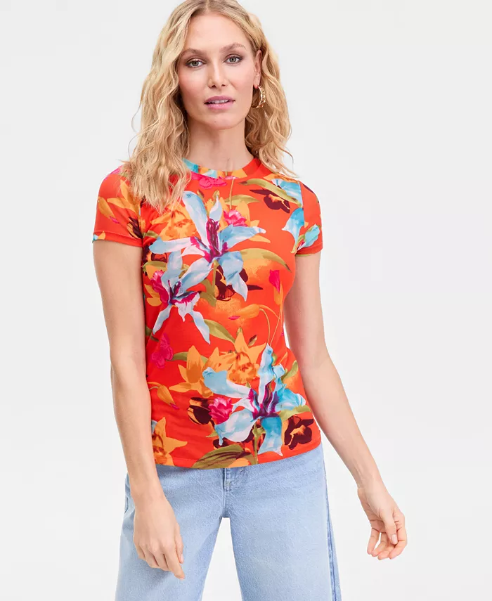 Women's Printed Mesh Top