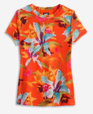 Women's Printed Mesh Top, Macy's Exclusive