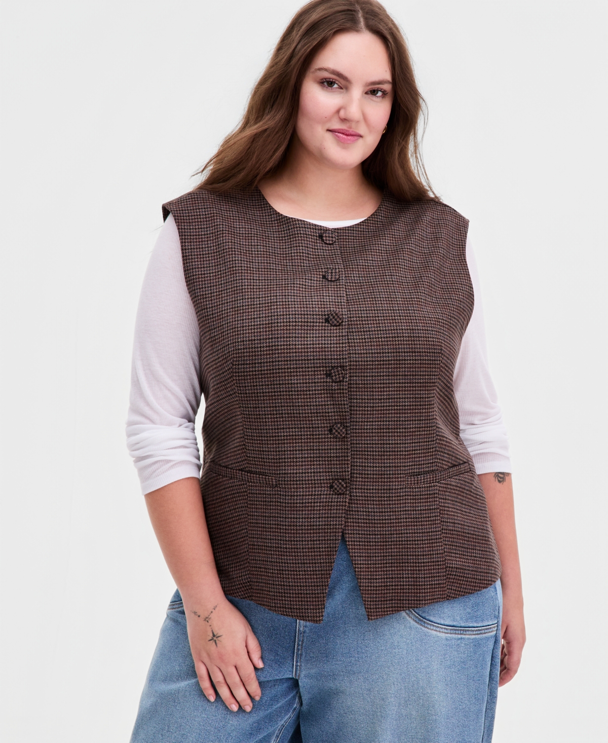 Bar Iii Trendy Plus Plaid Vest, Macy's Exclusive