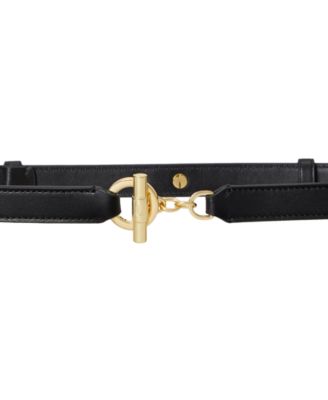 Women's Leather Toggle Skinny Belt