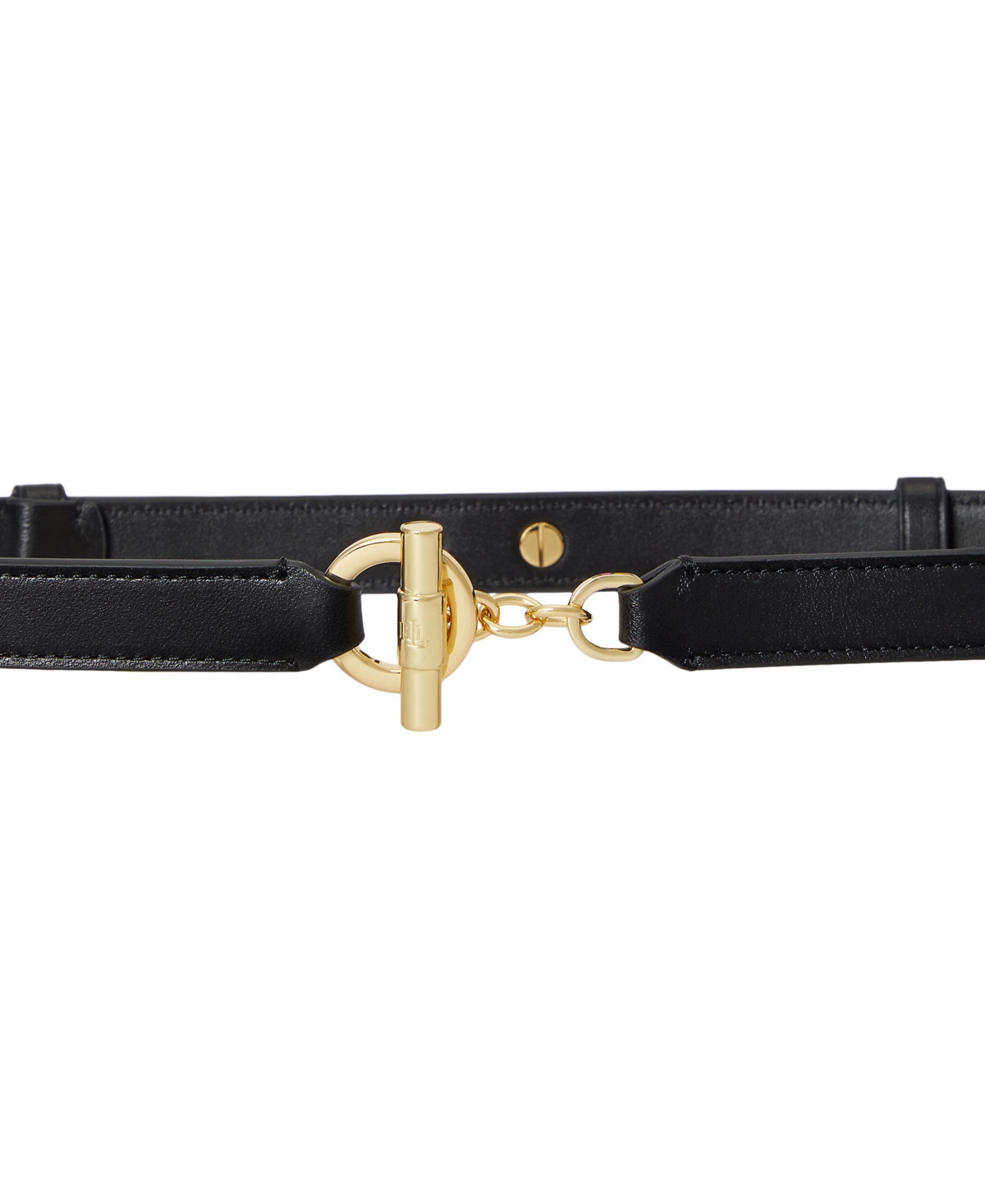 Ralph Lauren Women's Leather Toggle Skinny Belt In Black