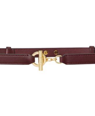 Women's Leather Toggle Skinny Belt