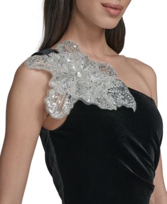 Women's Velvet One Shoulder Dress