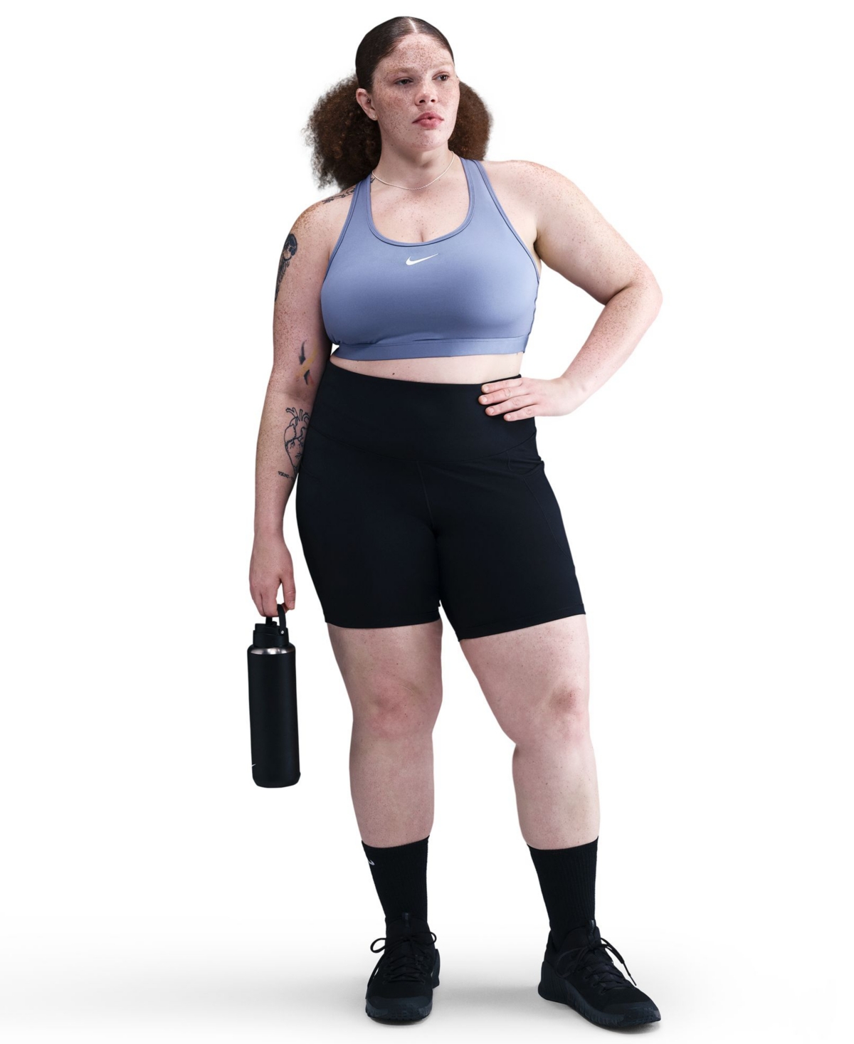 Nike Plus Size Active Medium-support Padded Logo Sports Bra In Blue