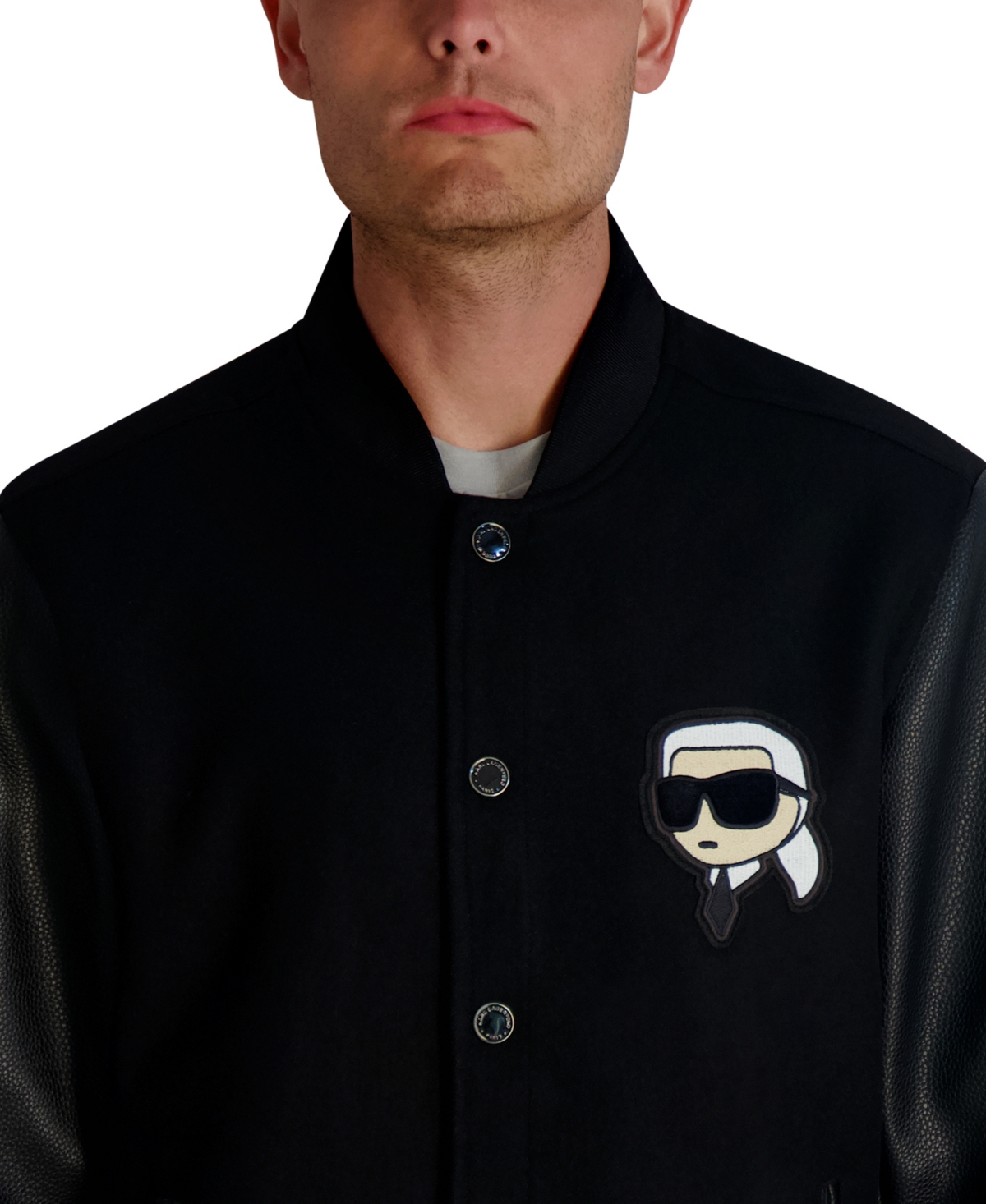 Karl Lagerfeld Paris Men's Flat Head Varsity Bomber Jacket