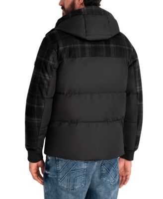 Men's Mixed Media Hooded Puffer Jacket
