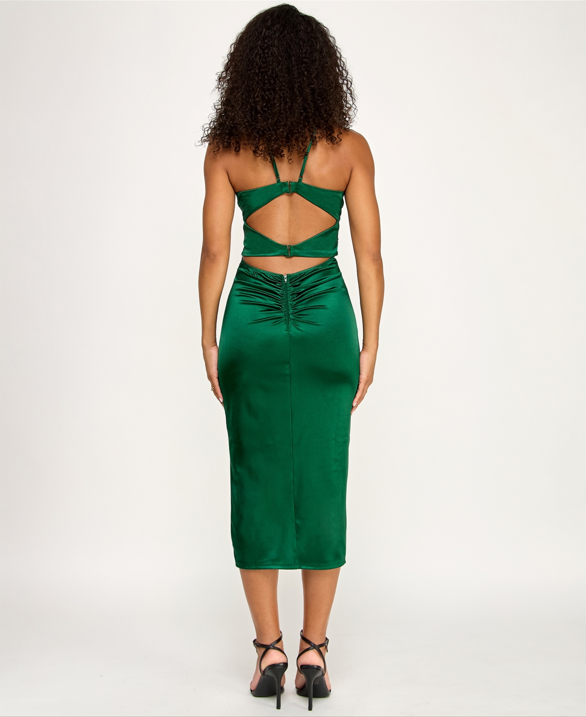 Katia Rae Juniors' Sateen Sweetheart Midi Dress In Green