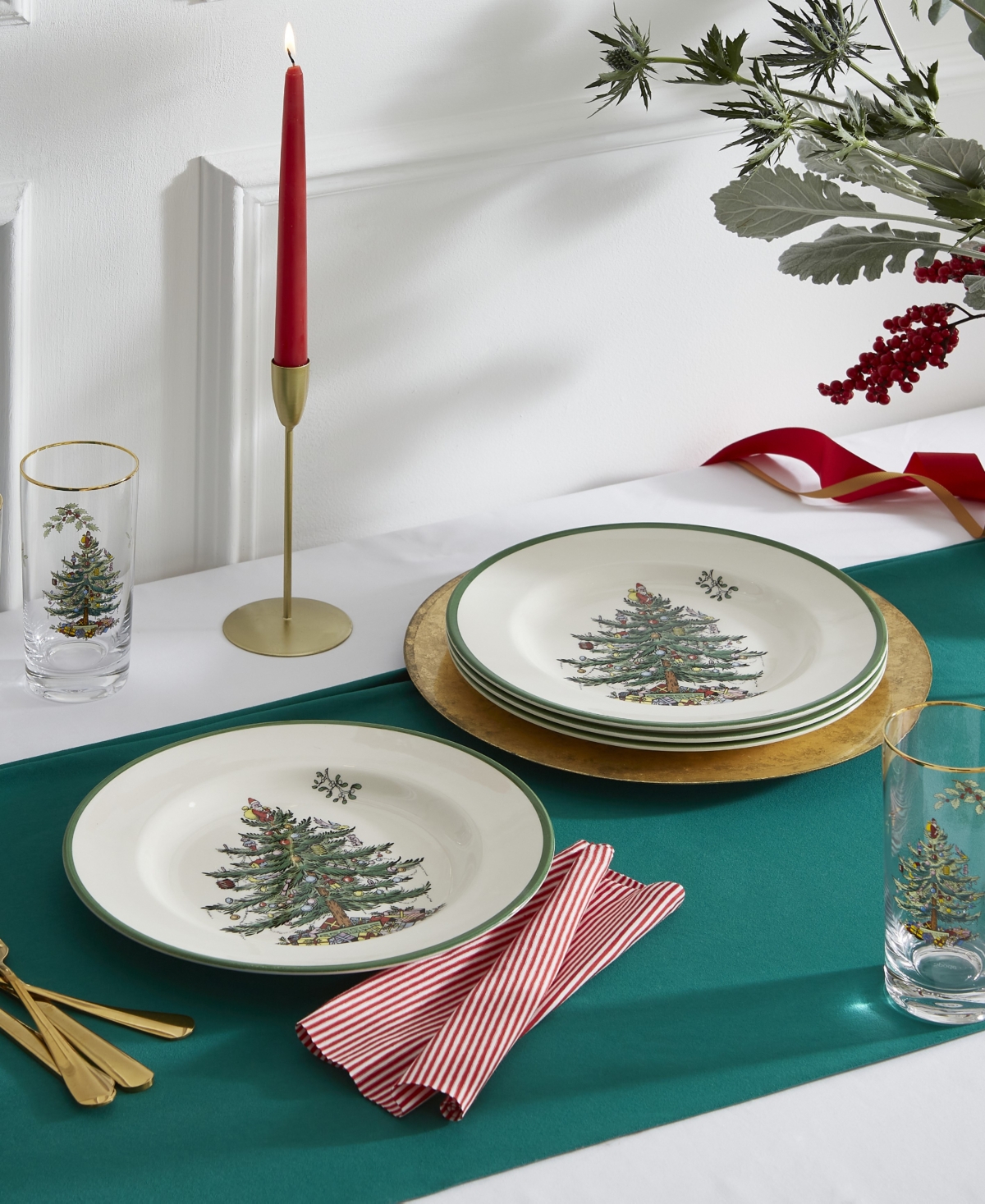 Christmas Tree Salad Plates, Set of 8