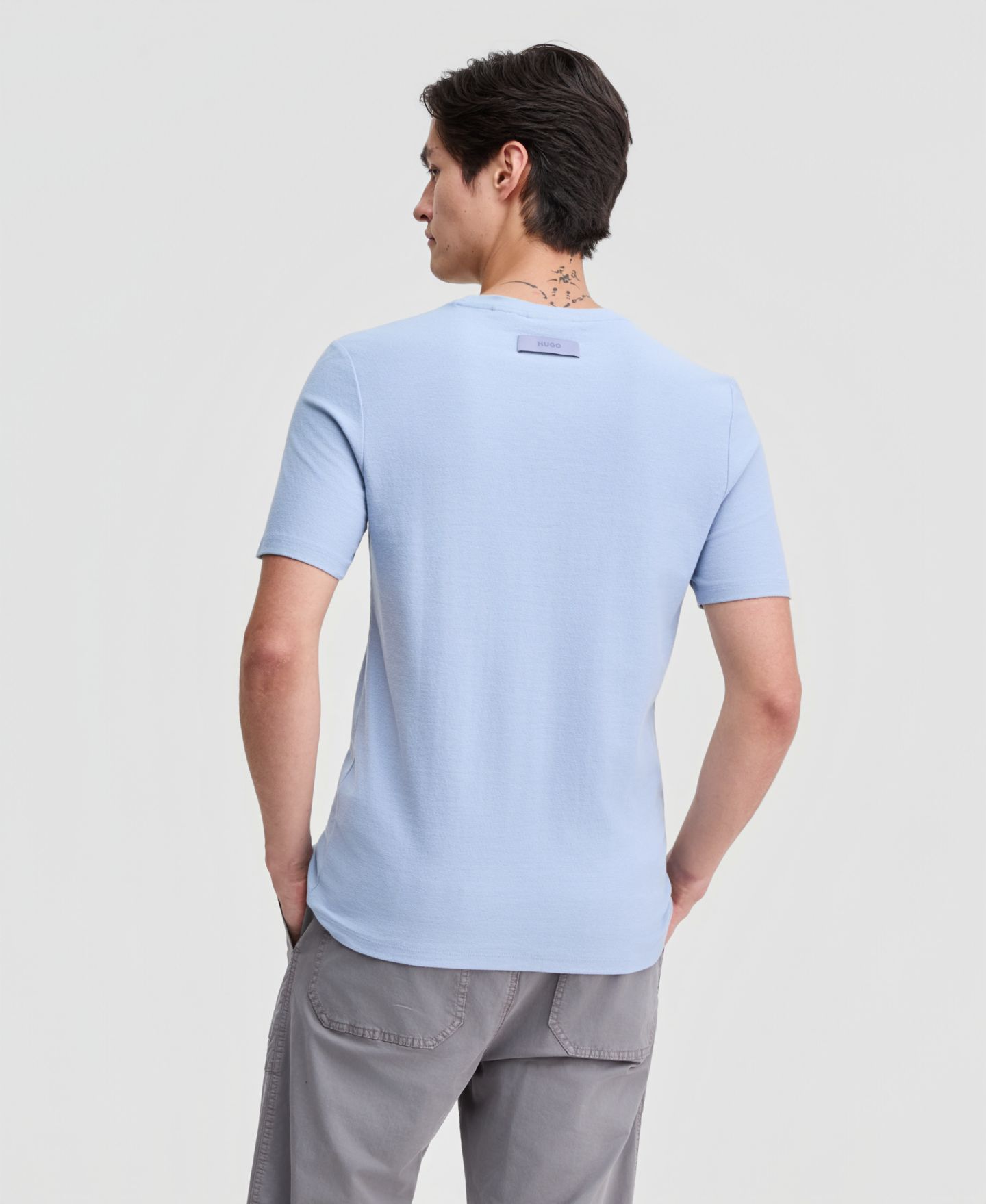Мужская футболка Hugo Boss Dimersteso Cotton Crewneck, цвет: Фиолетовый — фото 4