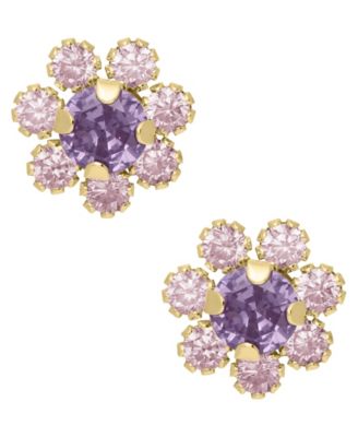 Macy's - Cubic Zirconia Flower Earrings in 14K Gold