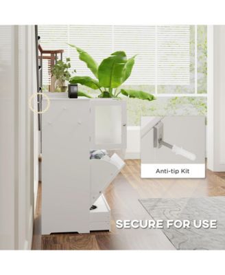 Dog Feeding Station w/ 2 Storage Cabinet, Side Hooks, Anti-tip Kit