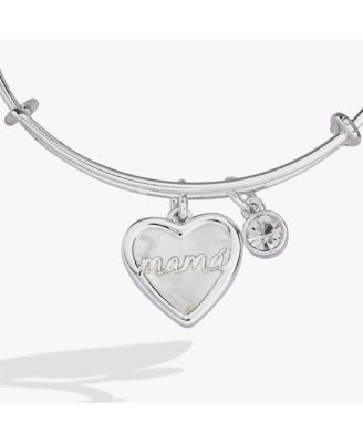 Mama Mother of Pearl Heart Bangle Bracelet Duo