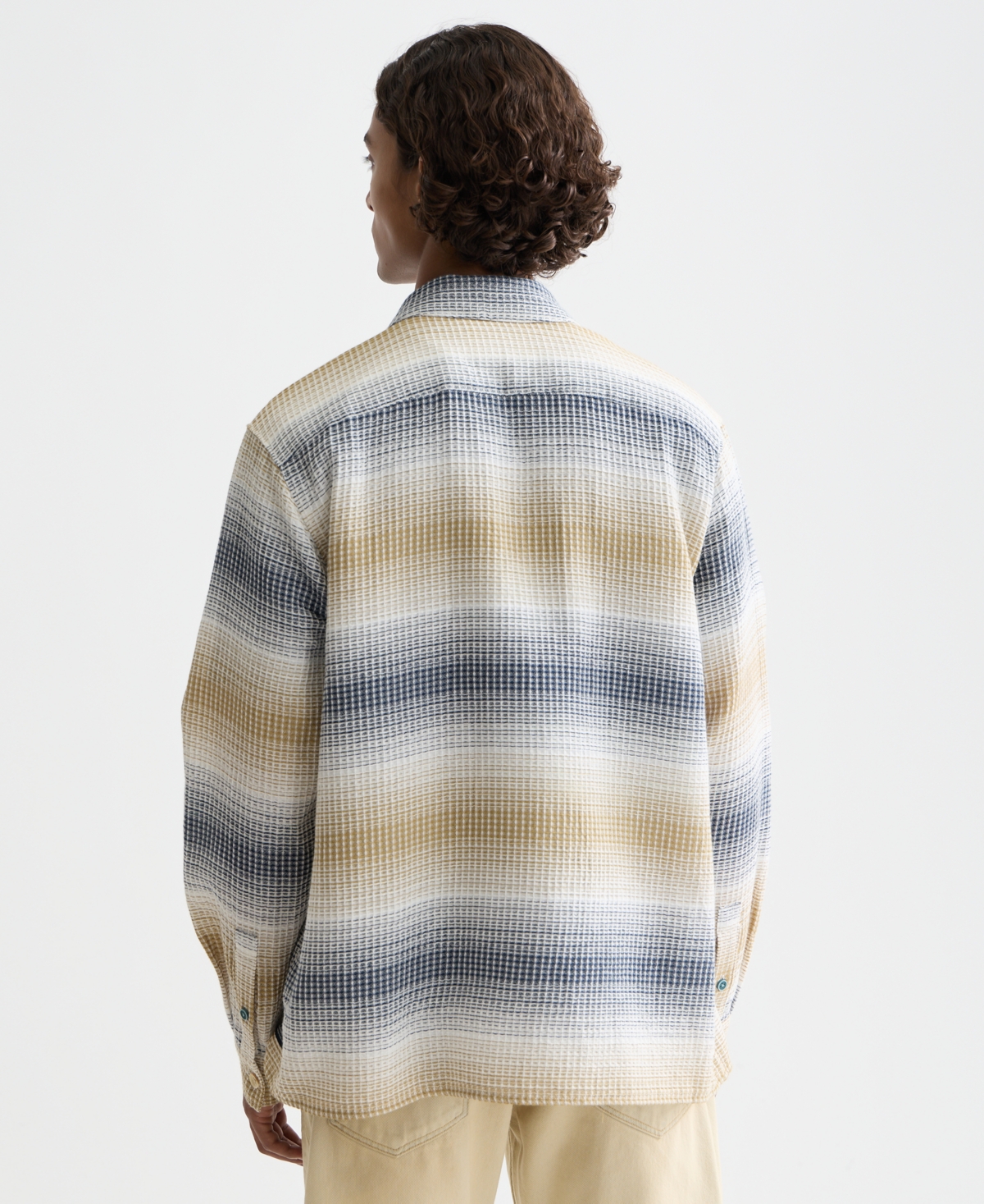 Scotch & Soda Men's Structure Stripe Waffle Long Sleeve Shirt