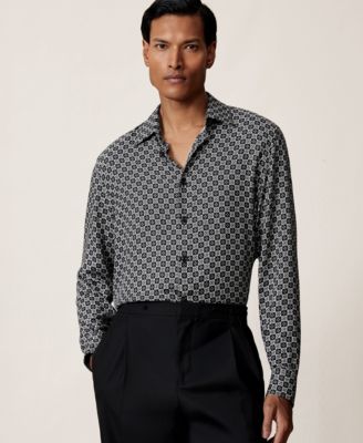 REISS - Men's Medallion-Print Long-Sleeve Shirt