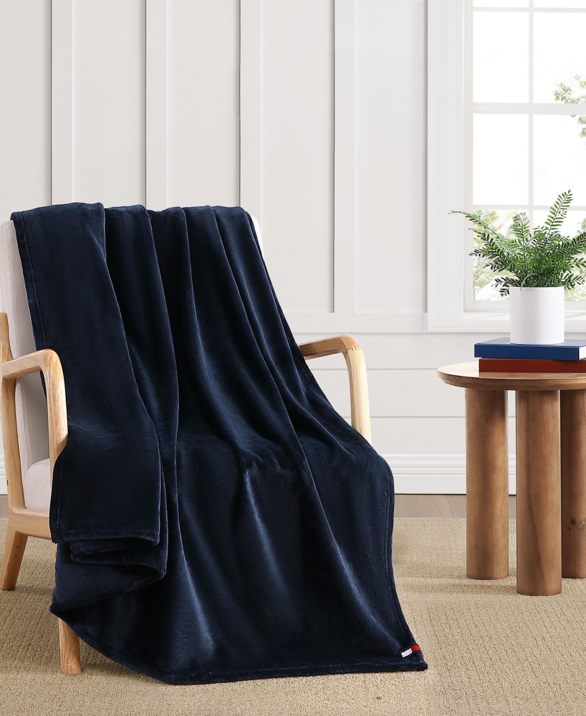 Tommy Hilfiger Solid Plush Blanket, King In Blue