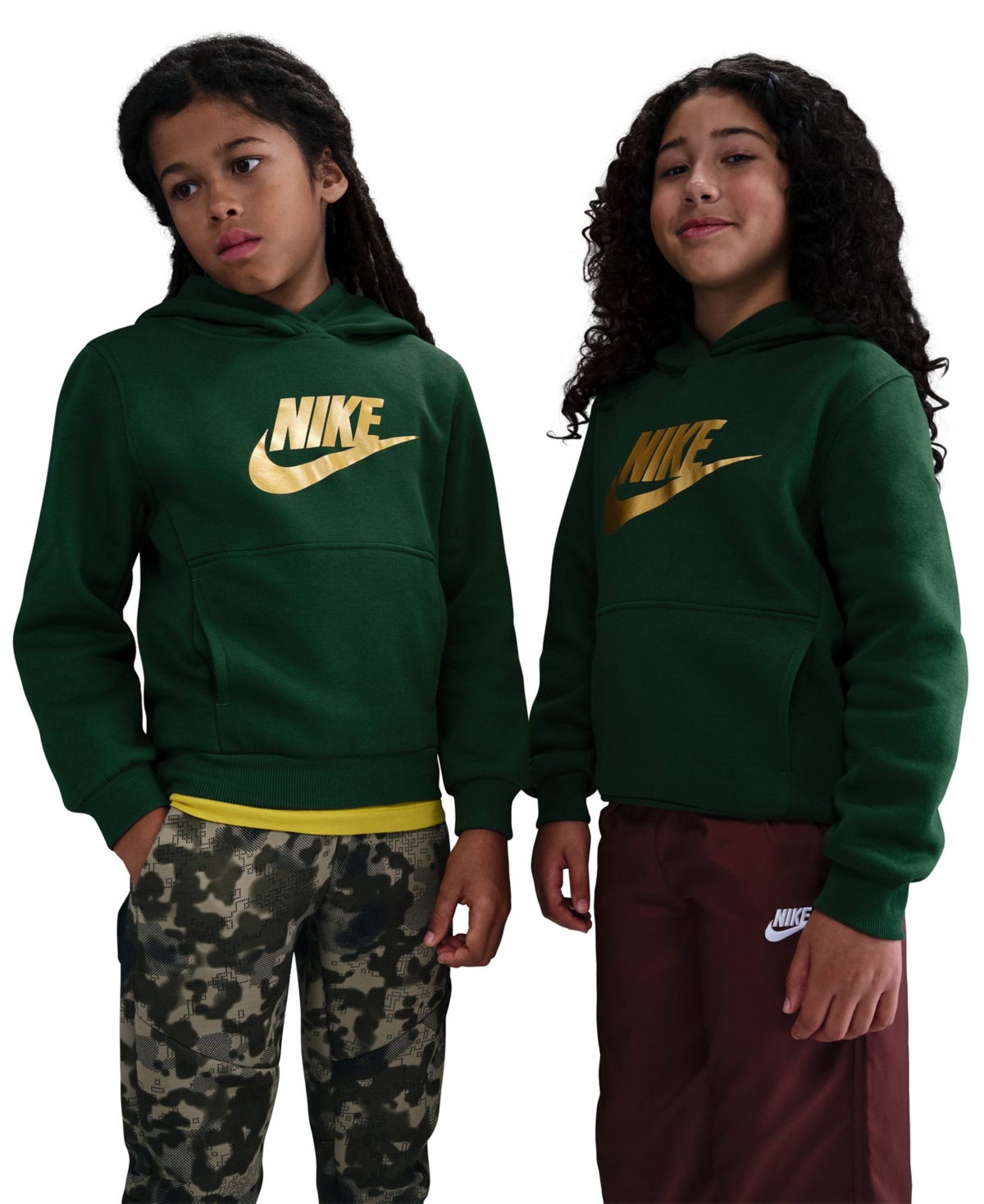 Nike Big Kids' Sportswear Gold Holiday Satin Club Fleece Hoodie