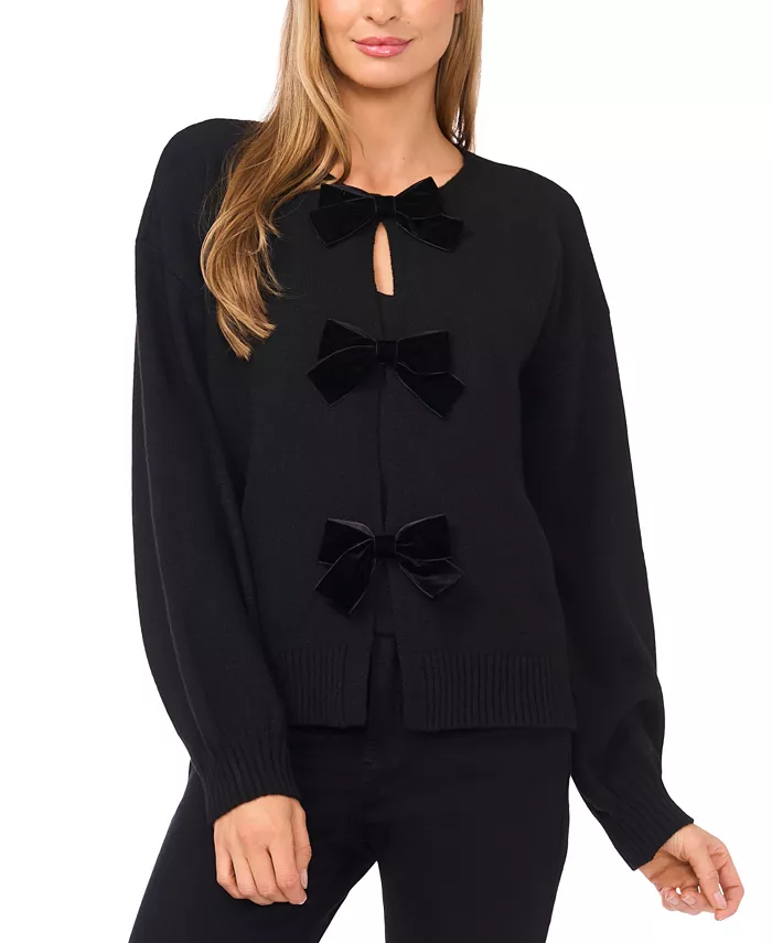 Women's Bow Closure Cardigan Sweater - thumbnail 4