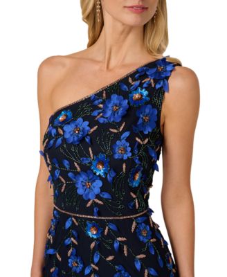 Women's Beaded One-Shoulder Long Dress