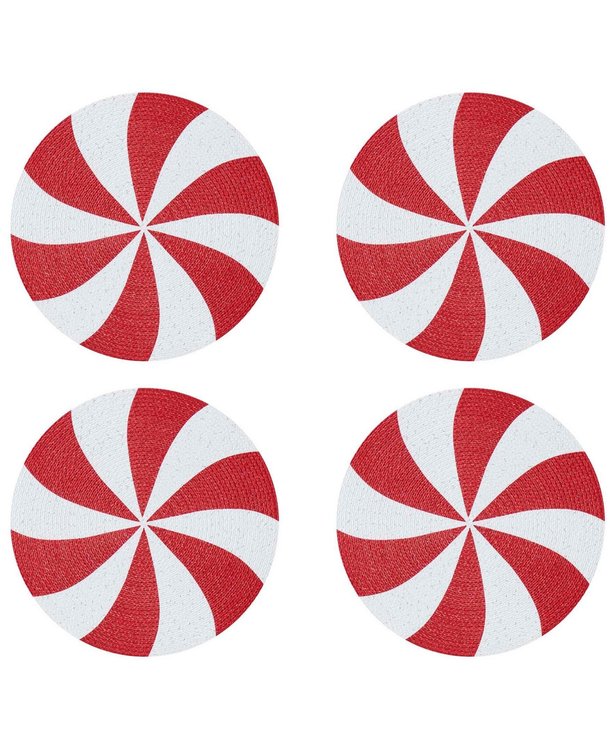 Avanti Peppermint Round Braided Placemats, Set of 4