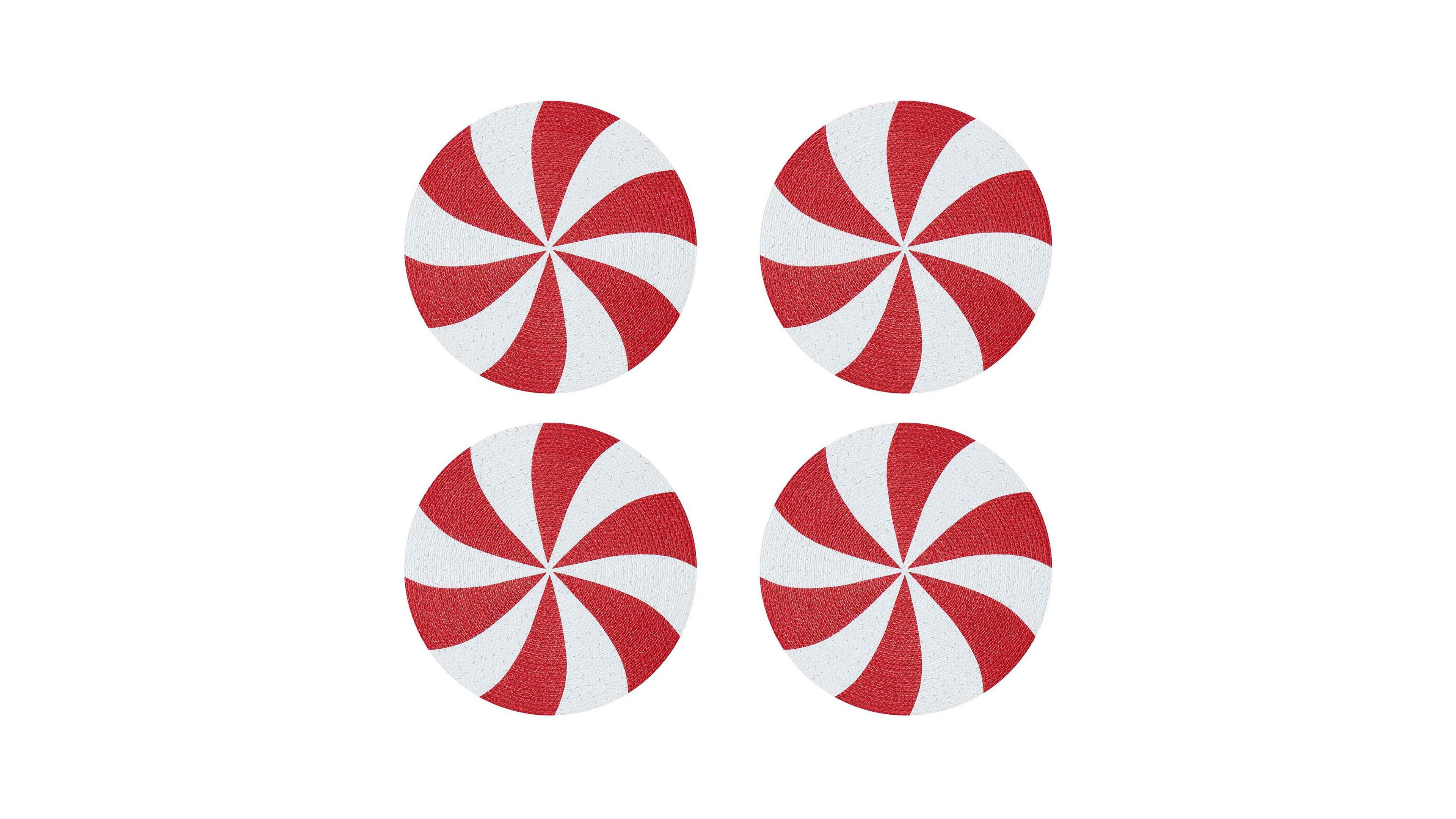 Avanti Peppermint Round Braided Placemats, Set of 4