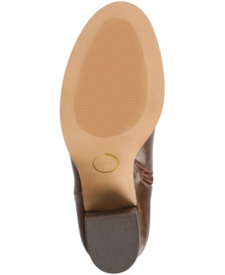 Journee Womens Avalonn Buckle Strap Knee High Stacked Heel Inside Zipper Comfort Dress Boots