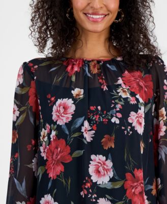 Women's Long-Sleeve Ruffled Tiered Dress