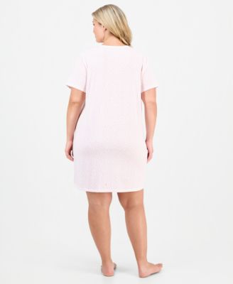 Plus Size Cotton Ditsy Floral Henley Sleepshirt, Created for Macy's