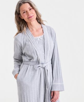 Women's Lace-Trim Pointelle Robe