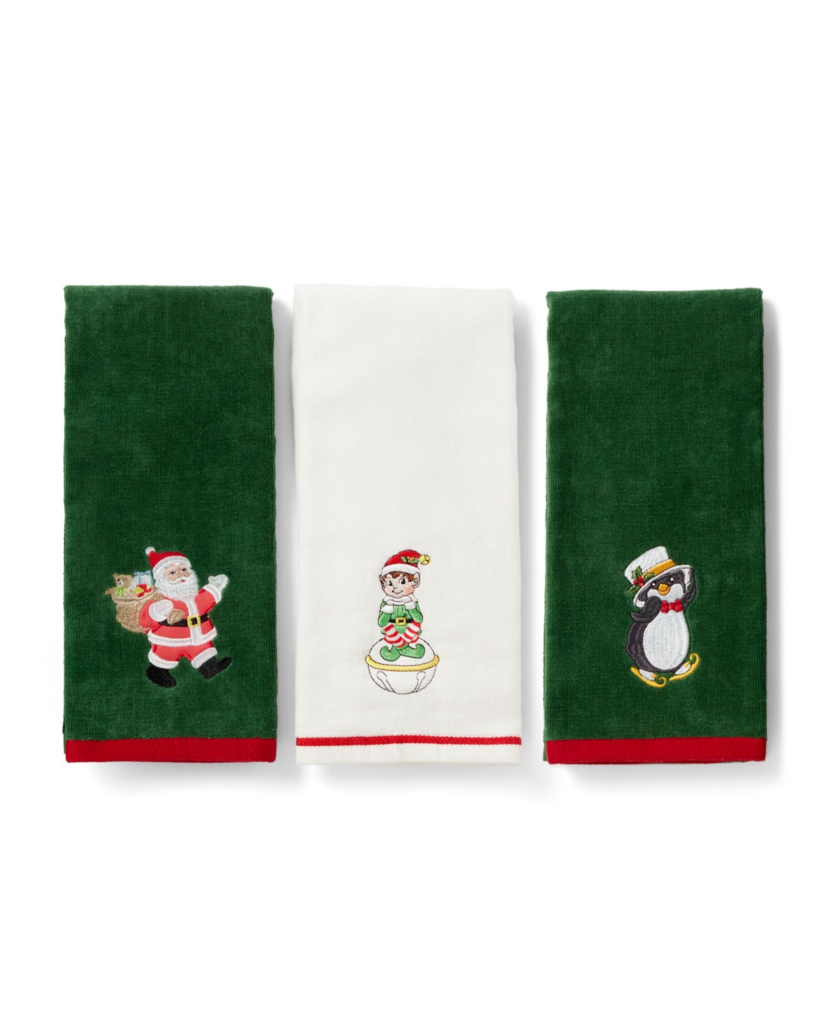 Lenox Holiday Elf, Santa Penguin Cotton Kitchen Towels, Set of 3