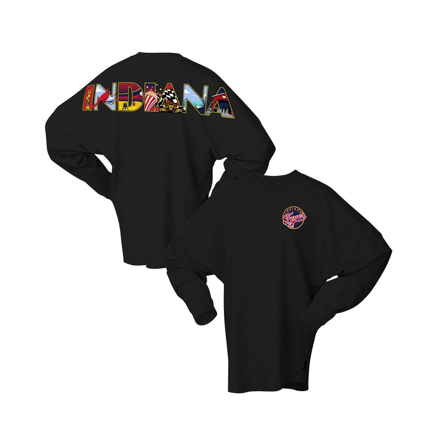 Женская футболка Spirit Jersey Black Indiana Fever Oversized Preppy City Long Sleeve — фото 1