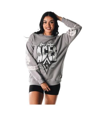 Women's Gray Las Vegas Aces Double Collar Fleece Pullover Sweatshirt