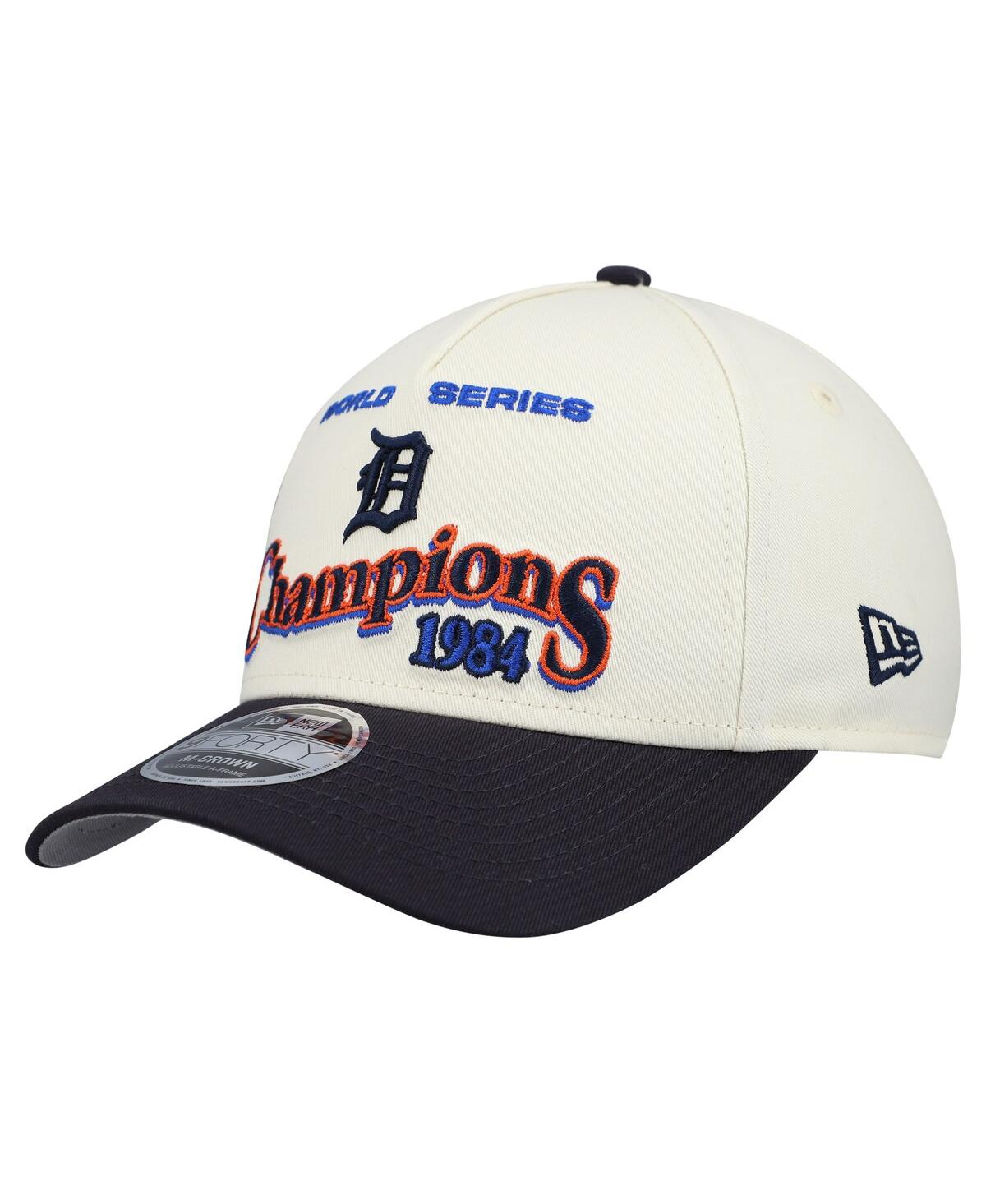 New Era Men's Cream/navy Detroit Tigers World Series 9forty M-crown Adjustable Hat In White