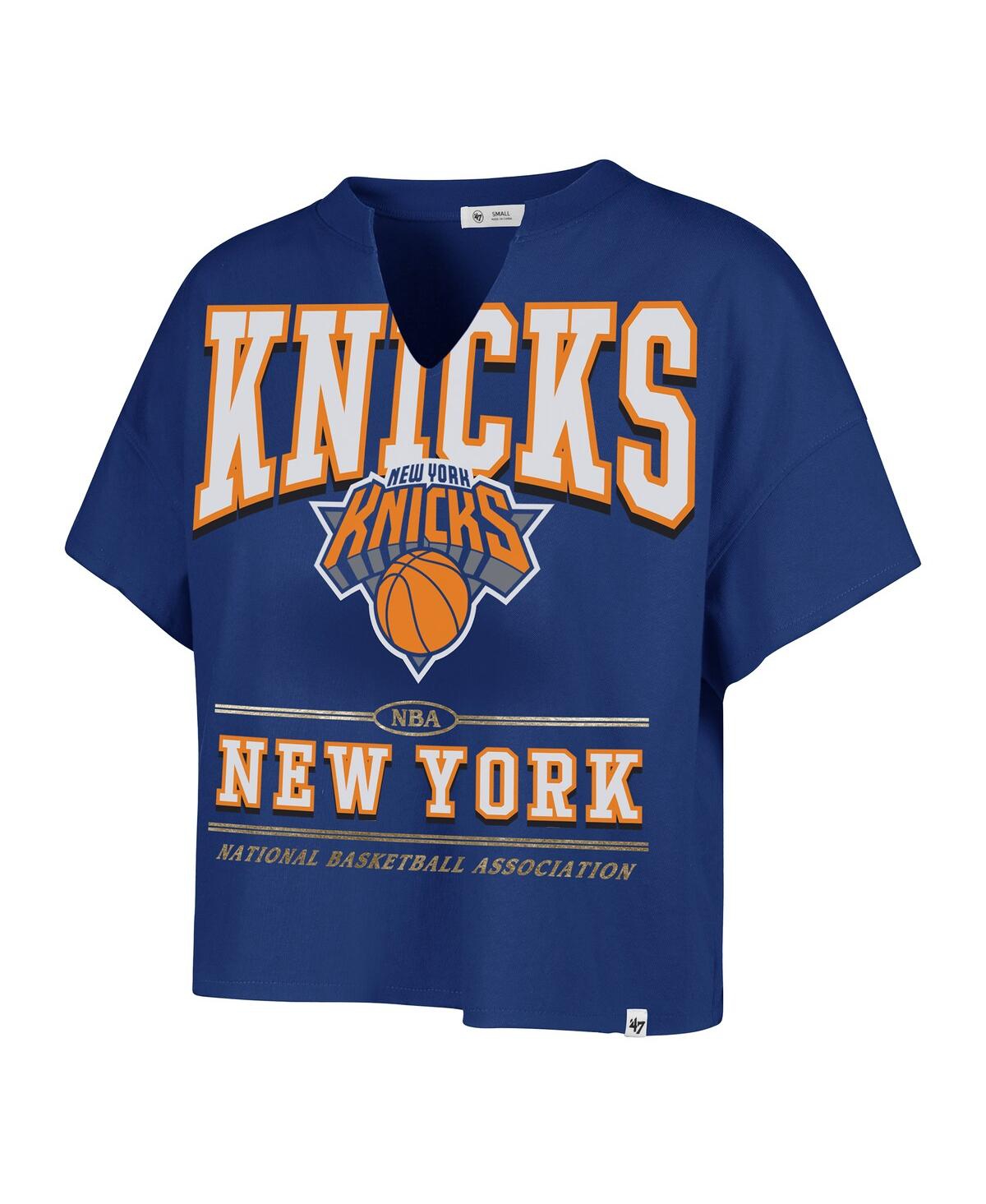 '47 Brand Women's Blue New York Knicks Elation Oversized Notch Neck T-Shirt