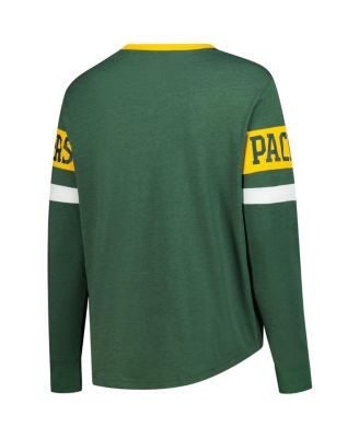 Women's Green Bay Packers Plus Size Throwback Lace-Up Long Sleeve T-Shirt
