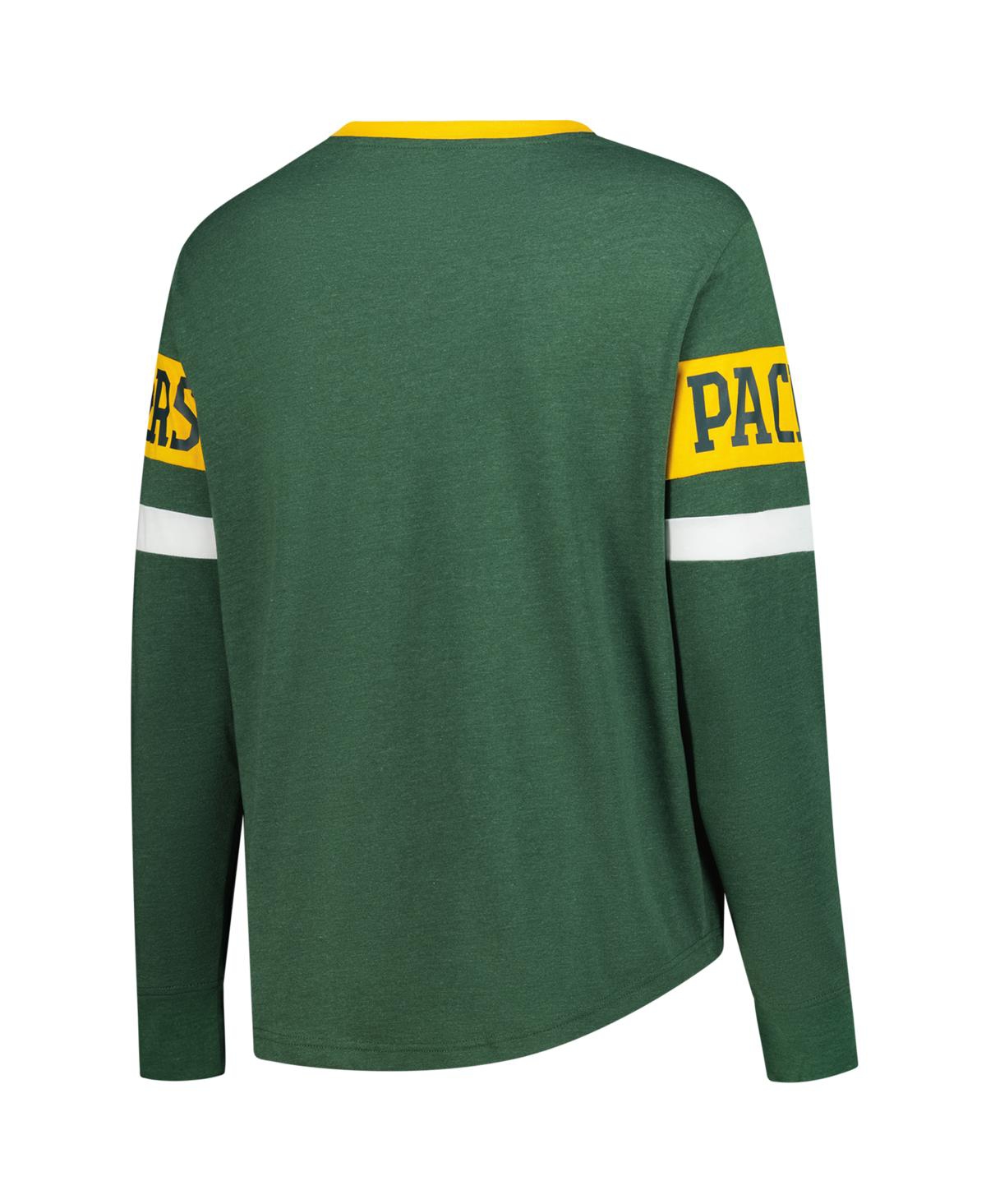 New Era Women's Green Green Bay Packers Throwback Lace-up Long-sleeve T-shirt In Green