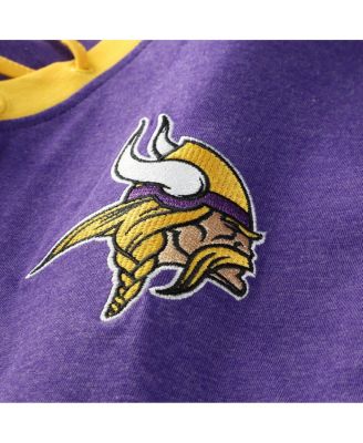 Women's Purple Minnesota Vikings Plus Size Throwback Lace-Up Long Sleeve T-Shirt