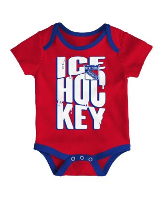 Baby Boys and Girls 3-Piece New York Rangers Triple Header Bodysuit Set