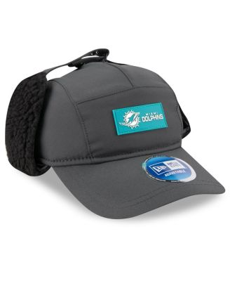 Men's Charcoal Miami Dolphins 2025 Sideline Cold Weather Runner Dog Ear Adjustable Hat