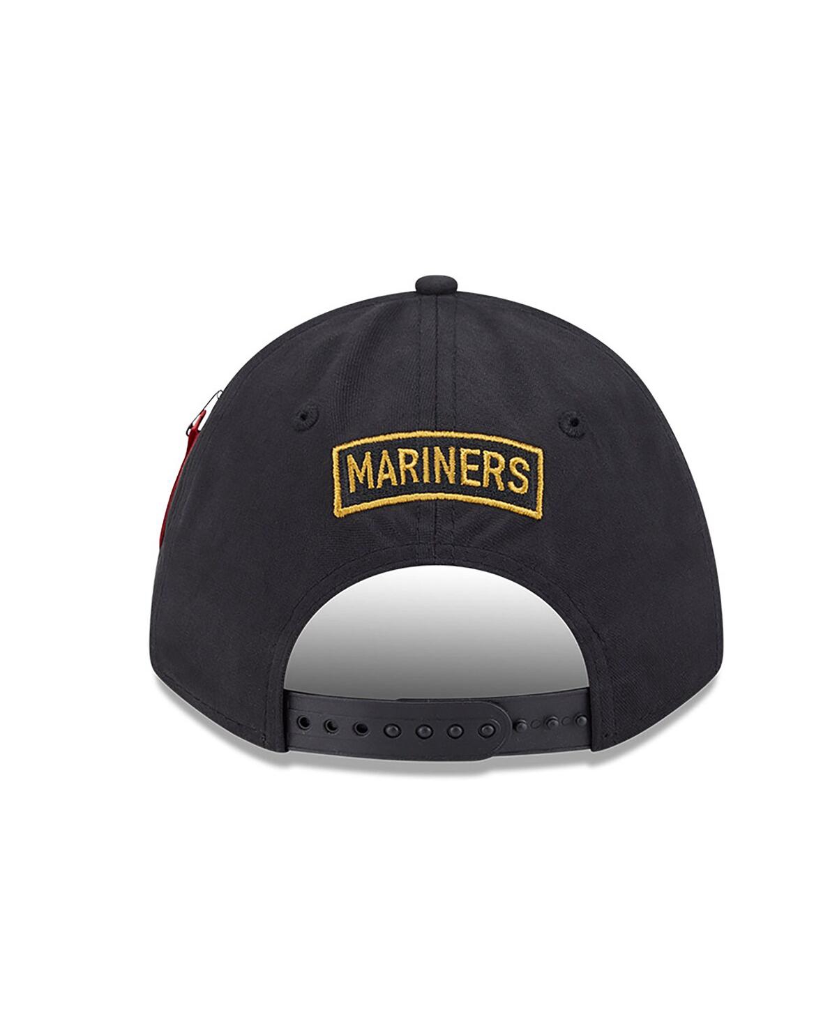 New Era x Alpha Industries Men's Black Seattle Mariners A-Frame 9FORTY Adjustable Hat
