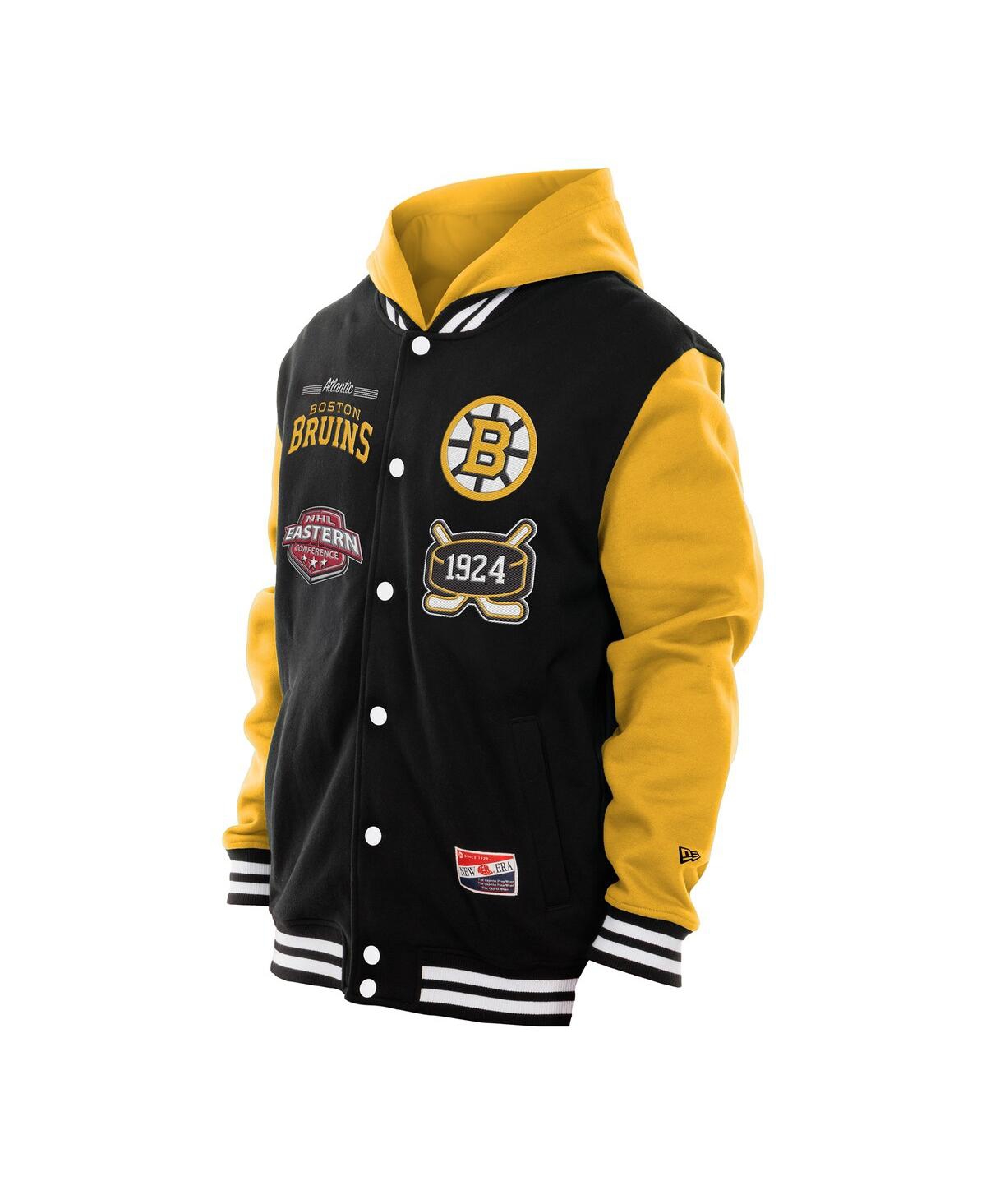 New Era Men's Black/Gold Boston Bruins Full-Snap Fleece Hoodie Jacket