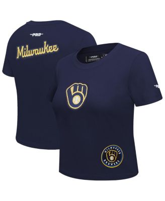 Pro Standard - Women's Navy Milwaukee Brewers Game Day Classics Baby Doll Cropped T-Shirt