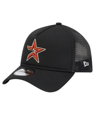 New Era - Men's Black Houston Astros 9FORTY A-Frame Trucker Adjustable Hat