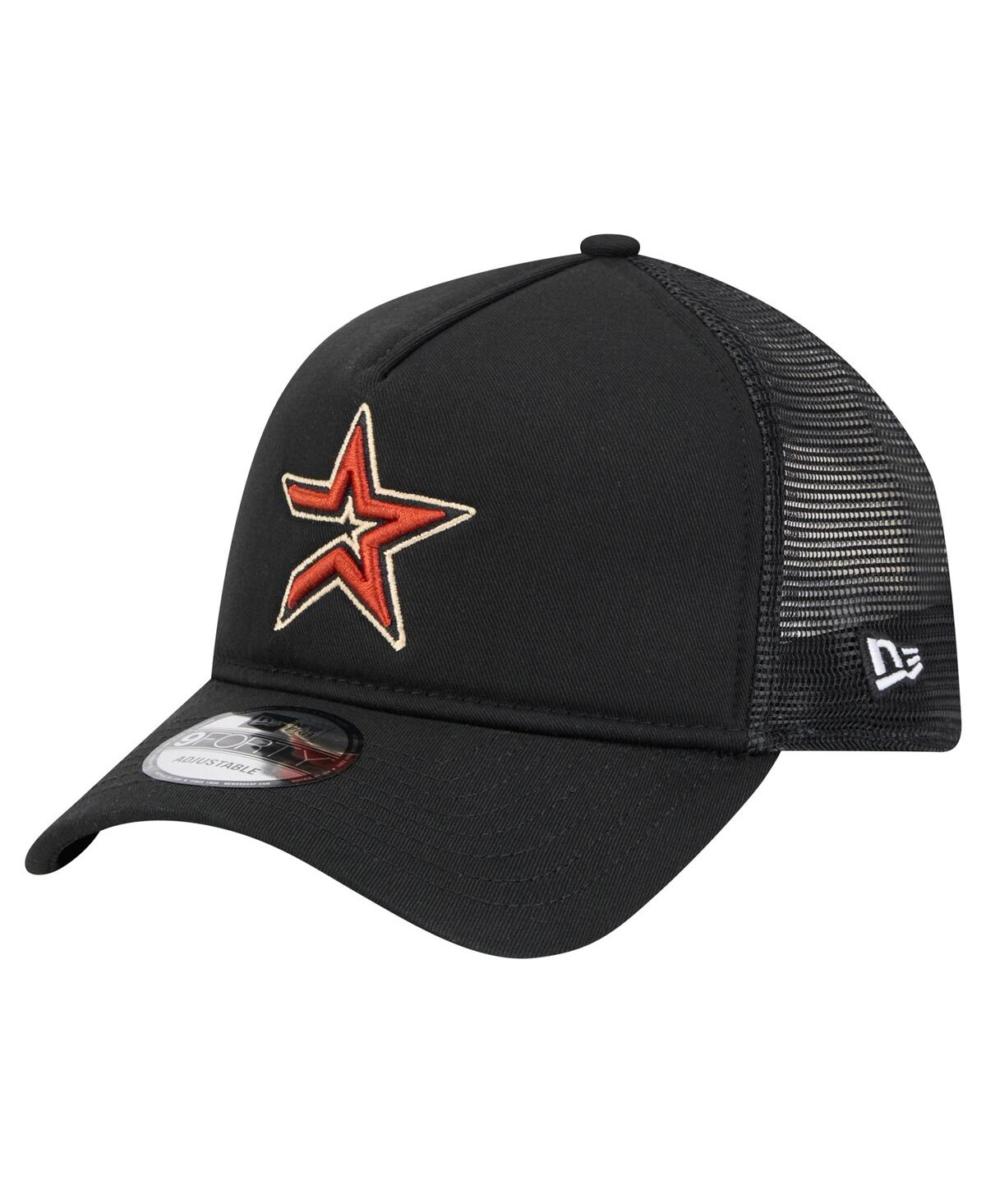 New Era Men's Black Houston Astros 9FORTY A-Frame Trucker Adjustable Hat