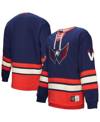 Men's Navy Washington Capitals Heritage Lace-Up Pullover Sweatshirt