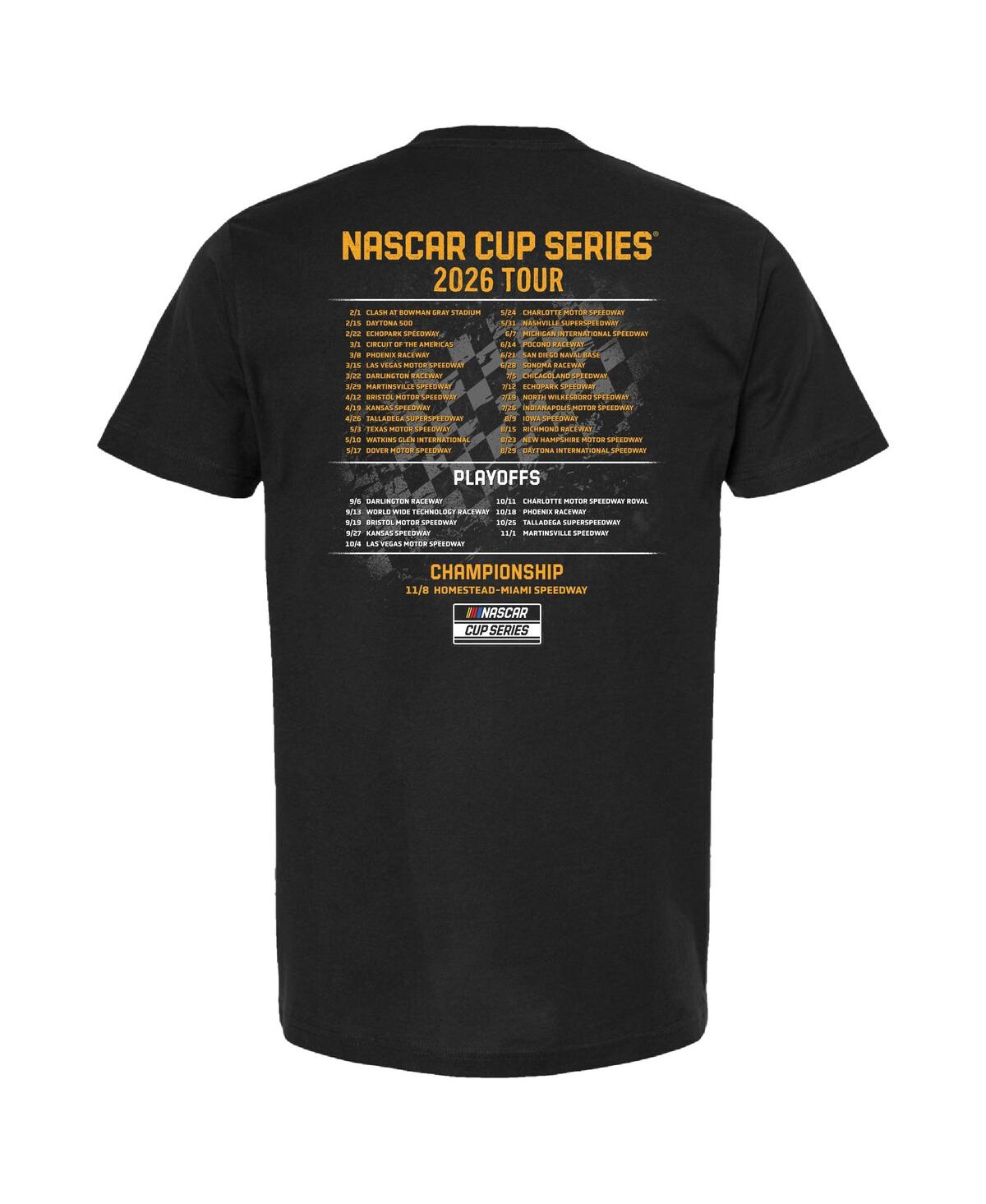 Checkered Flag Sports Men's Black Nascar 2026 Schedule T-shirt In Black