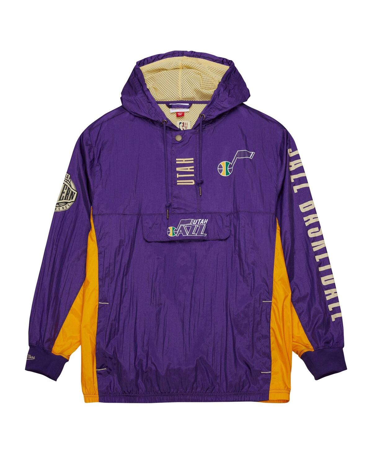 Mitchell & Ness Men's Purple Utah Jazz Team Og 2.0 Vintage Logo Anorak Windbreaker Quarter-zip Sweatshirt In Purple