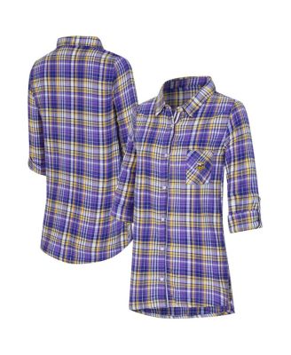 Concepts Sport - Women's Purple Minnesota Vikings Laney Plaid Tri-Blend Nightshirt