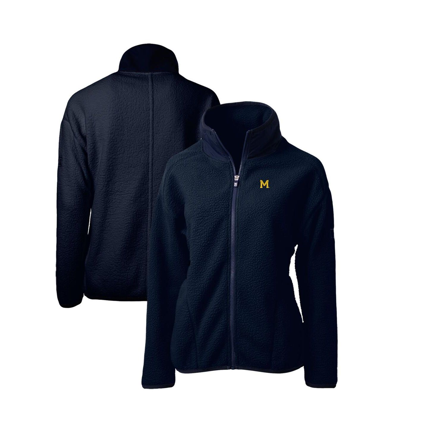 Женская куртка Cutter & Buck Navy Michigan Wolverines Cascade Eco Sherpa Full-Zip Fleece — фото 1