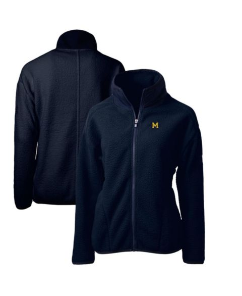 Женские куртки Cutter & Buck Women's Navy Michigan Wolverines Cascade Eco Sherpa Full-Zip Fleece Jacket